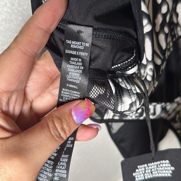 NWT- SAVAGE x FENTY- 1-ON-1 BODYSUIT-BLACK CAVIAR X INSTINCTS PRINT-Size XS - Picture 14 of 16
